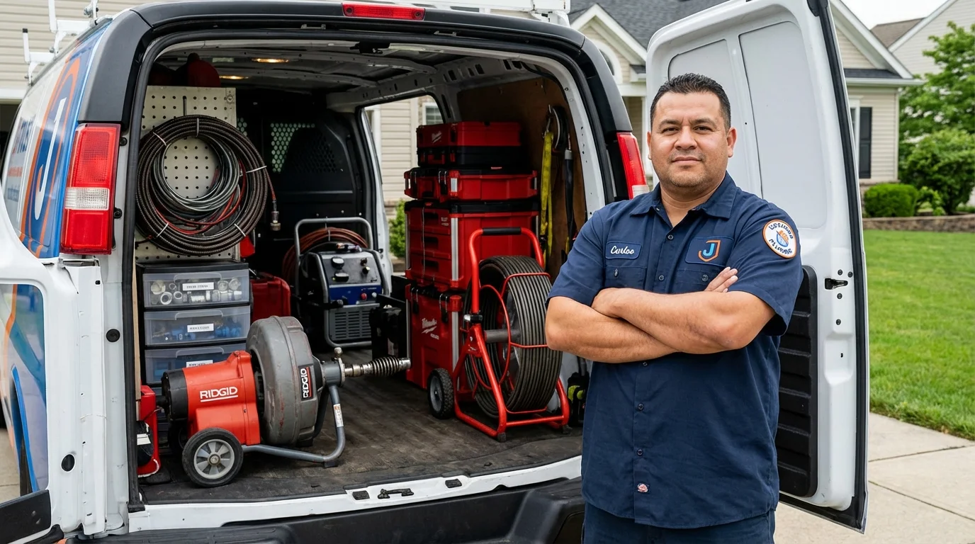 Professional drain cleaning equipment and Johns Plumbing LLC plumber in Hindman