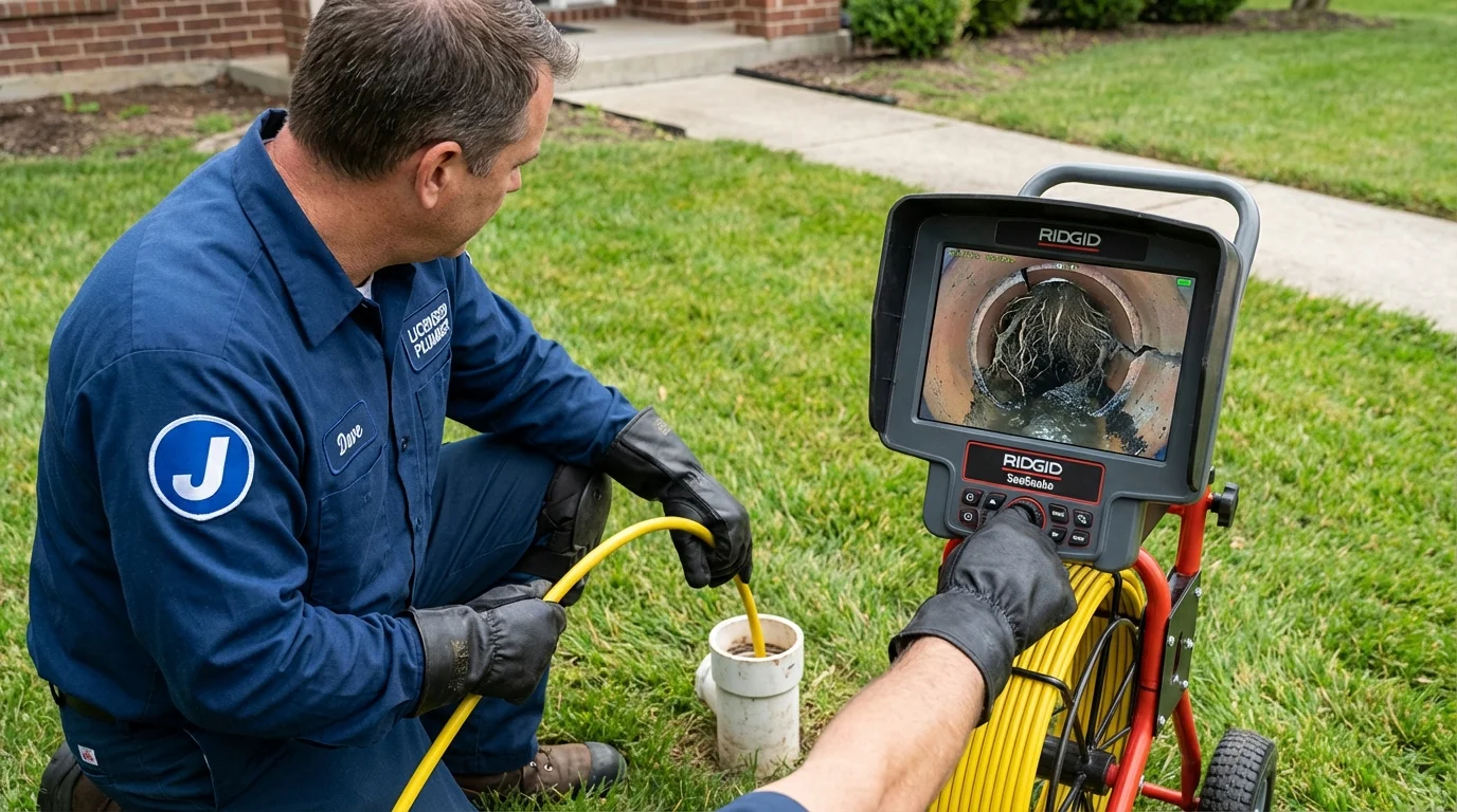 Sewer camera inspection being performed by Johns Plumbing LLC in Hindman